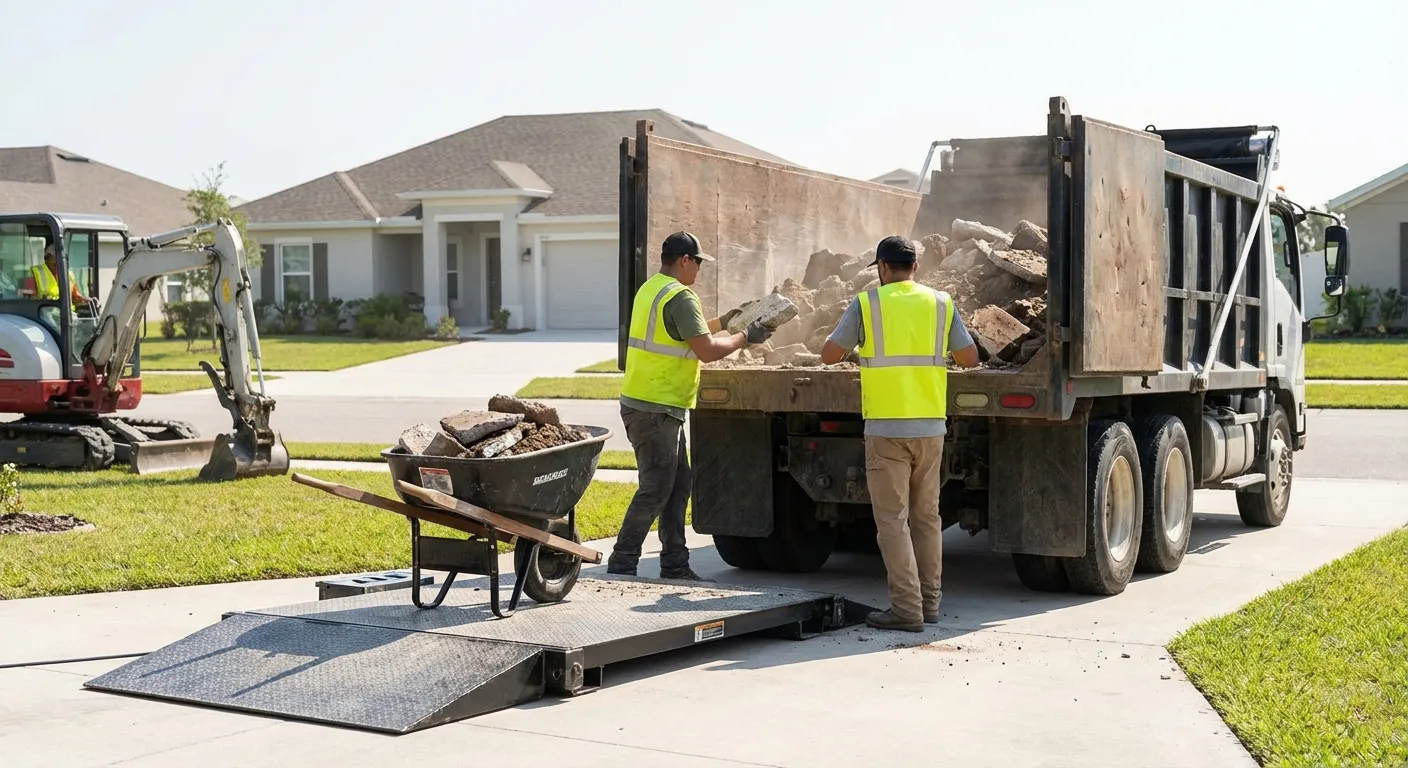Heavy debris dumpster loaded with concrete in Laredo, TX