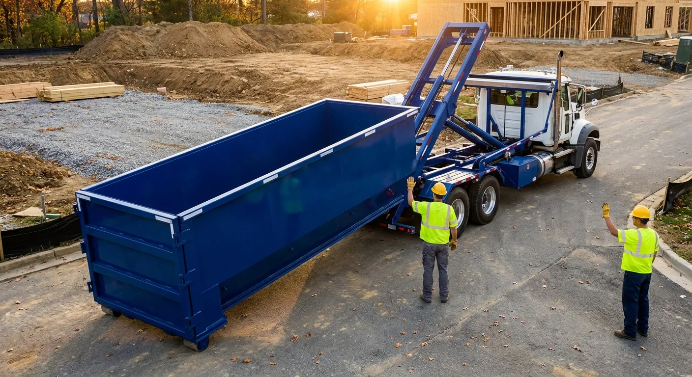Construction dumpster delivery truck in Laredo, TX